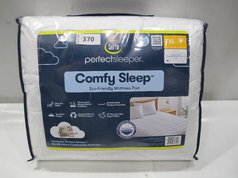 lot 422 image: NEW Serta Perfect Sleeper Comfy Sleep Eco Friendly Mattress Pad - TwinTwin XL