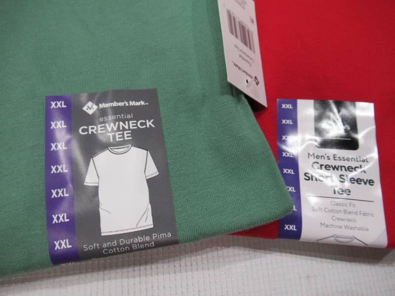 lot 304 image: NEW 3 Pack of Members Mark Mens Essential Crewneck Short Sleeve T-Shirts (RedGreenBrown) - XXL