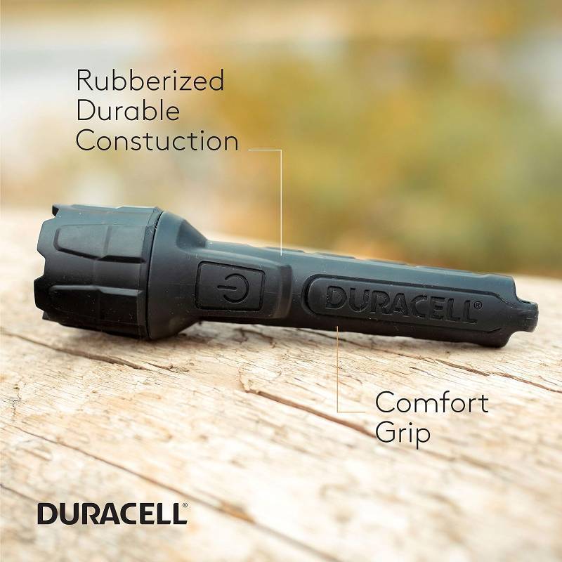 lot 160 image: NEW Duracell 80 Lumen Heavy Duty Rubber Flashlight for Everyday Use - Rubberized Construction with Comfort Grip Design with 2-AAA Batteries Included