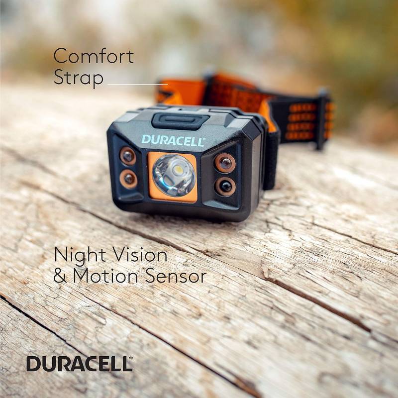 lot 207 image: NEW DURACELL 250 Lumen Motion-Activated LED Headlamp with Night Vision - Comfortable and Ultra-Strong Design with 3 Modes and 3-AAA Batteries Included