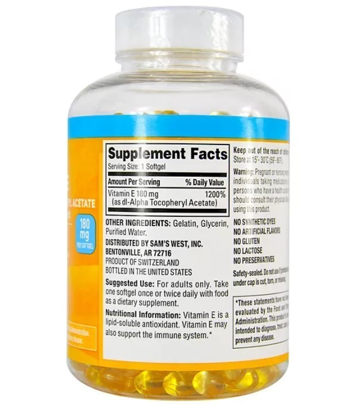lot 226 image: NEW  Members Mark Vitamin E Softgels, 180 mg, 500 ct.