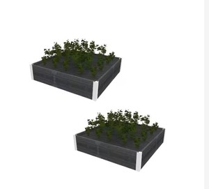 lot 91 image: VITA Urbana 4 ft. x 4 ft. x 11 in. Embossed Vinyl, Raised Garden Bed, Gray (2-Pack)