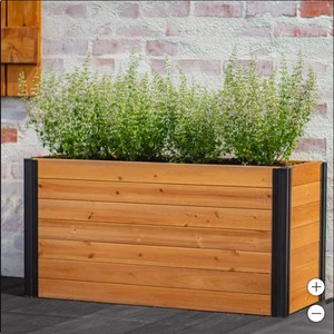 lot 92 image: Vita Mezza 39L x 16W x 19H Small Cedar Parklette Planter, Golden Brown, VT17715