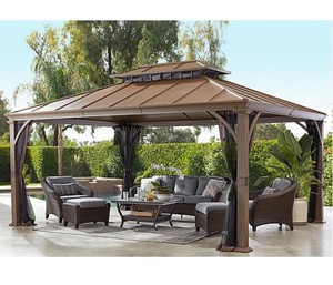 lot 105 image: NEW Members Mark 12 x 16 Salemo Hardtop Galvanized Gazebo Pavilion