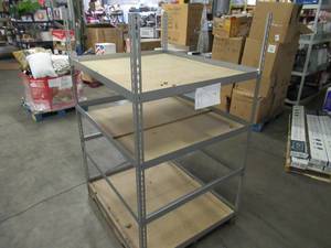 lot 115 image: Adjustable Gray Metal Frame Built to Fit Onto Pallets - Perfect for Projects