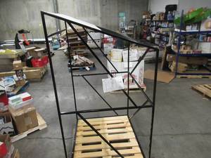 lot 120 image: Welded Black Metal Frame Built to Fit Onto Pallets with Sloped Roof - Perfect for Projects