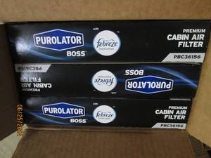 case of 3 purolator cabin air filters with fabreze PBC36156
