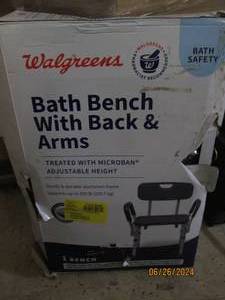 walgeens bath bench with back and arms