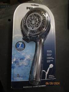 peerless massage hand shower matching face plate anti clogg nozzles 5 foot durable flexible hose shower arm mount
