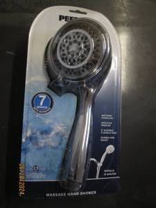 peerless massage hand shower matching face plate anti clogg nozzles 5 foot durable flexible hose shower arm mount