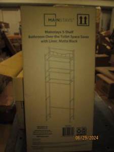 case of 3 new mainstays 3 shelf bathroom over the toilet space savers with liner matte black