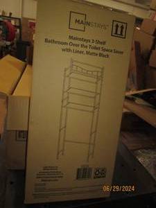 case of 3 new mainstays 3 shelf bathroom over the toilet space savers with liner matte black