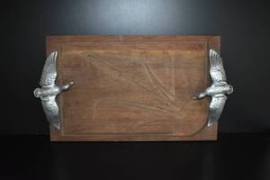 lot 27 image: MCM Teak & Pewter Meat Carving Board