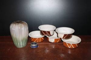 lot 26 image: Artisan Pottery Bowls & Vase