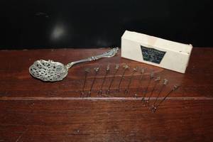 lot 29 image: Sterling Spoon & Silver Cocktail Pick Set