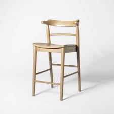 lot 110 image: Kaysville Curved Back Natural Wood Counter Height Barstool - Threshold designed with Studio McGee