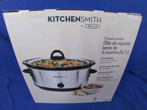 lot 29 image: New KitchenSmith by Bella 6qt Manual Slow Cooker - Stainless Steel