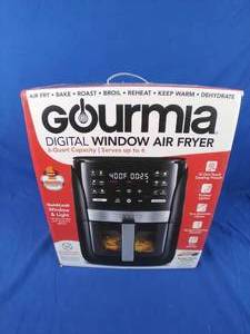 lot 31 image: New Gourmia 6-Qt Digital Window Air Fryer with 12 Presets & Guided Cooking Black