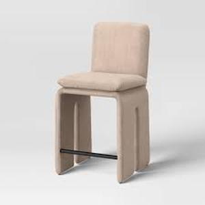 lot 38 image: New Safflower Sculptural Counter Height Barstool Dark Tan - Threshold Metal Frame, Upholstered