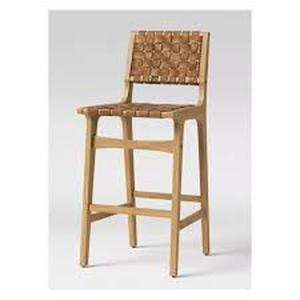 lot 42 image: New Ceylon Woven Counter Height Barstool Natural - Threshold Rubberwood Frame, 24 Seat Height