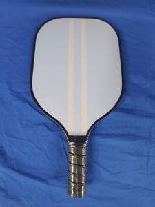 lot 91 image: New Sakar Double Sided Pickleball Paddle - Light BlueDark Blue Stripe
