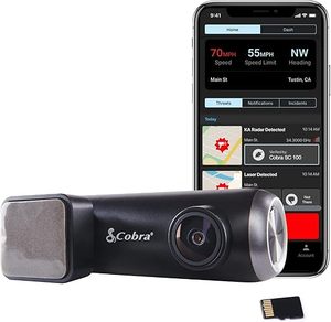 lot 80 image: New Cobra Smart Dash Cam (SC 100) - Full HD 1080P Resolution, Built-in WiFi & GPS, 140 Degree View, Live Police Alerts, Incident Reports, Emergency Mayday, Drive Smarter App, 8GB SD Card Incl., black