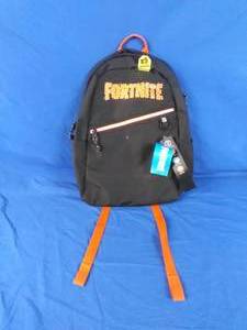 lot 106 image: New Fortnite Bookbag With Laptop Sleeve Padded Straps Llama Imprinted Black And Orange