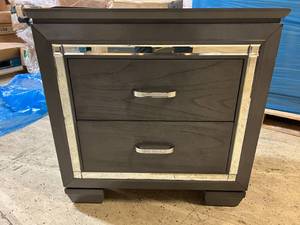 2 Drawer Gray Oak Night Stand
