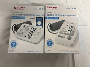 2 Beurer Upper Arm Blood Pressure Monitors - Series 600 and 400