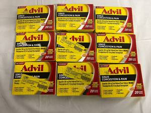 9 x 20 Packs of Advil Sinus and Congestion Pain Tablets