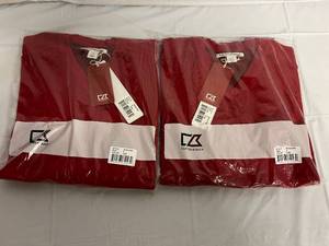 2 Cutter & Buck Broadview Red V-neck Sweaters - S