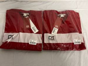 2 Cutter & Buck Broadview Red V-neck Sweaters - S
