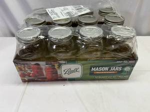 lot 28 image: LL. 12x 12qt Mason Jars, Seals & Lids