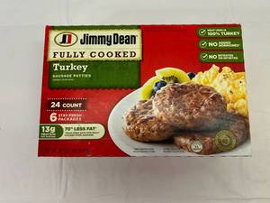 lot 123 image: A. 24ct Jimmy Dean Turkey Sausage Patties