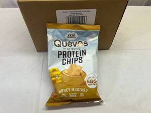 lot 332 image: LL. 6x 3.2oz Bags Quevos Protein Chips-Honey Mustard