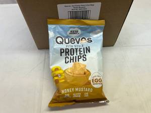 lot 335 image: LL. 6x 3.2oz Bags Quevos Protein Chips-Honey Mustard