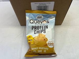 lot 336 image: LL. 6x 3.2oz Bags Quevos Protein Chips-Honey Mustard