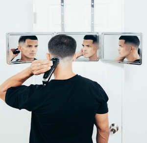 lot 344 image: SELF-CUT SYSTEM Perfecting Self Grooming - Black Lambo 3-Way Mirror with Free Educational Mobile App