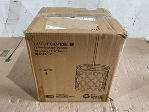 lot 140 image: GETINLIGHT Modern Kitchen Island Cylinder Pendant with Platinum Metal Frame and White Fabric Shade