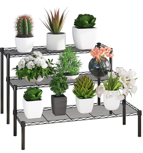 lot 123 image: Xiofio 3 Tier Ladder Potted Plant Stands for Indoor Plants Outdoor Plant Shelf