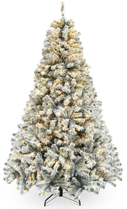 lot 143 image: Pre-Lit Snow Flocked Artificial Holiday Christmas Pine Tree with ELD Lights