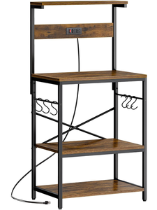 lot 156 image: SUPERJARE Kitchen Bakers Rack with Power Outlet, Coffee Bar Table 4 Tiers