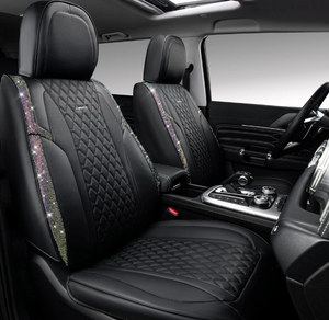 lot 184 image: Full Set CAR PASS Shining Rhinestone & Nappa Leather Front Seat Cushioned Bling Seat Cover
