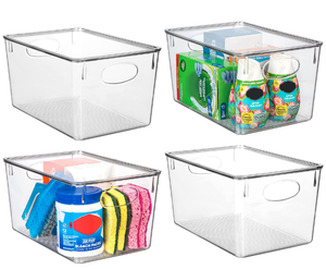 lot 208 image: 4PCS CLEARSPACE Plastic Storage Bins With lids