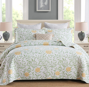 lot 209 image: Queen Comforter for Bed Floral Quilt Queen size-100% Cotton Yellow