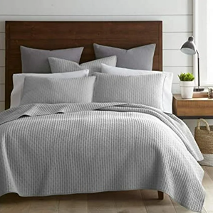 lot 222 image: King Size Levtex Home - Cross Stitch Quilt Set - 100% Cotton