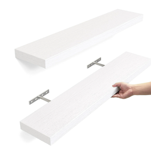 lot 231 image: LOT OF 2 Wood Floating Shelves Wall Mounted Shelves