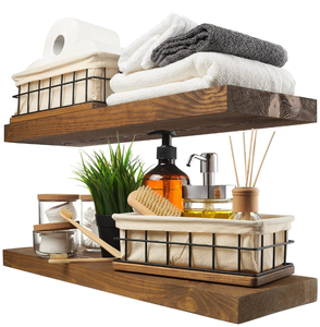 lot 245 image: LOT OF 2 BAOBAB WORKSHOP Wood Floating Shelves
