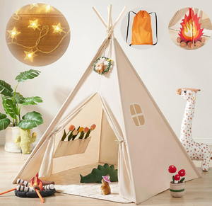 lot 423 image: Tiny Land Kids-Teepee-Tent with Lights & Campfire Toy & Carry Case