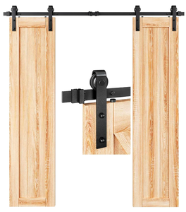 lot 436 image: EaseLife 6FT Double Door Sliding Barn Door Hardware Track Kit for Double 18 Wide Door